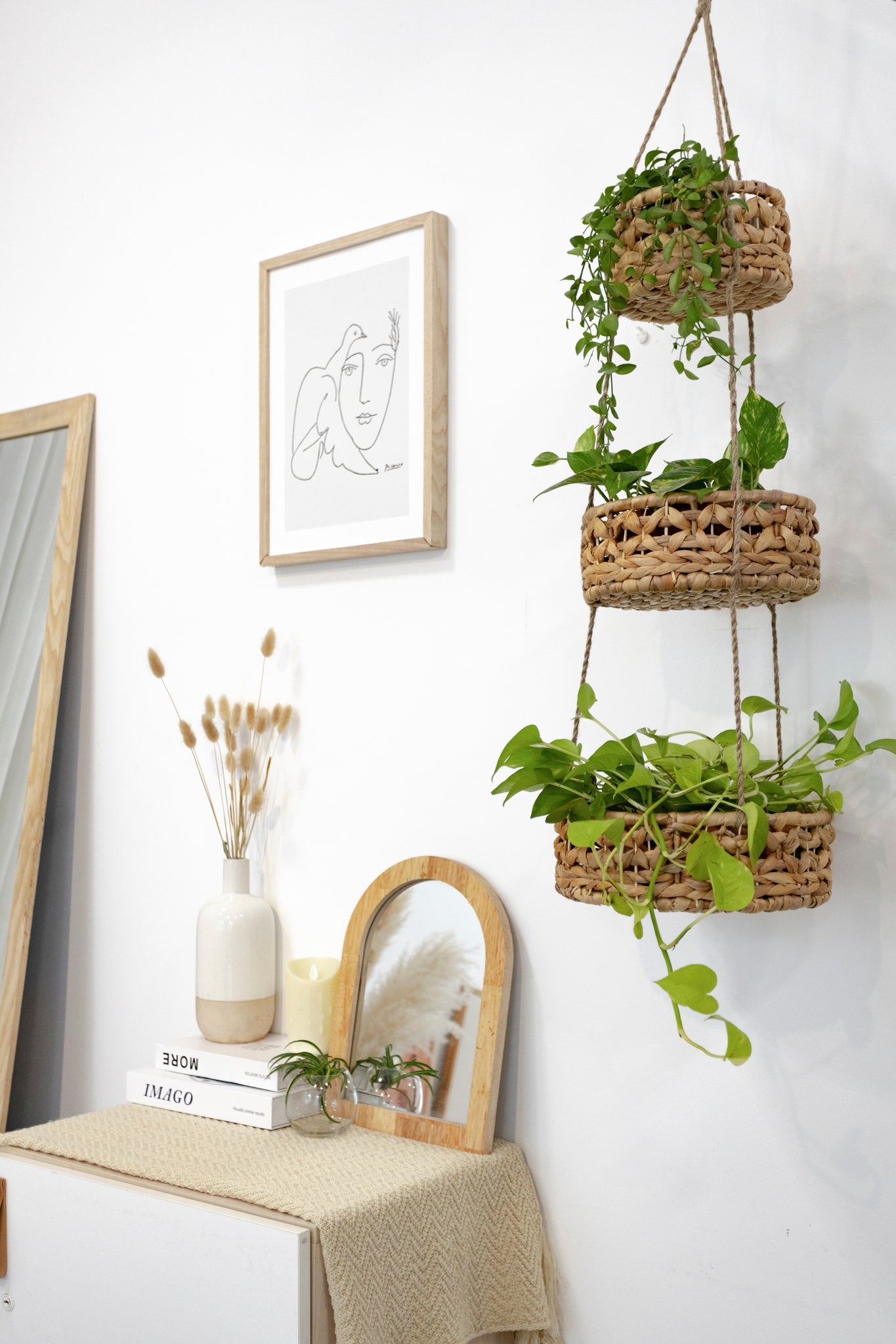 3 tier hanging plant holder 3 Tier Hanging Woven Basket – BASE ROOTS