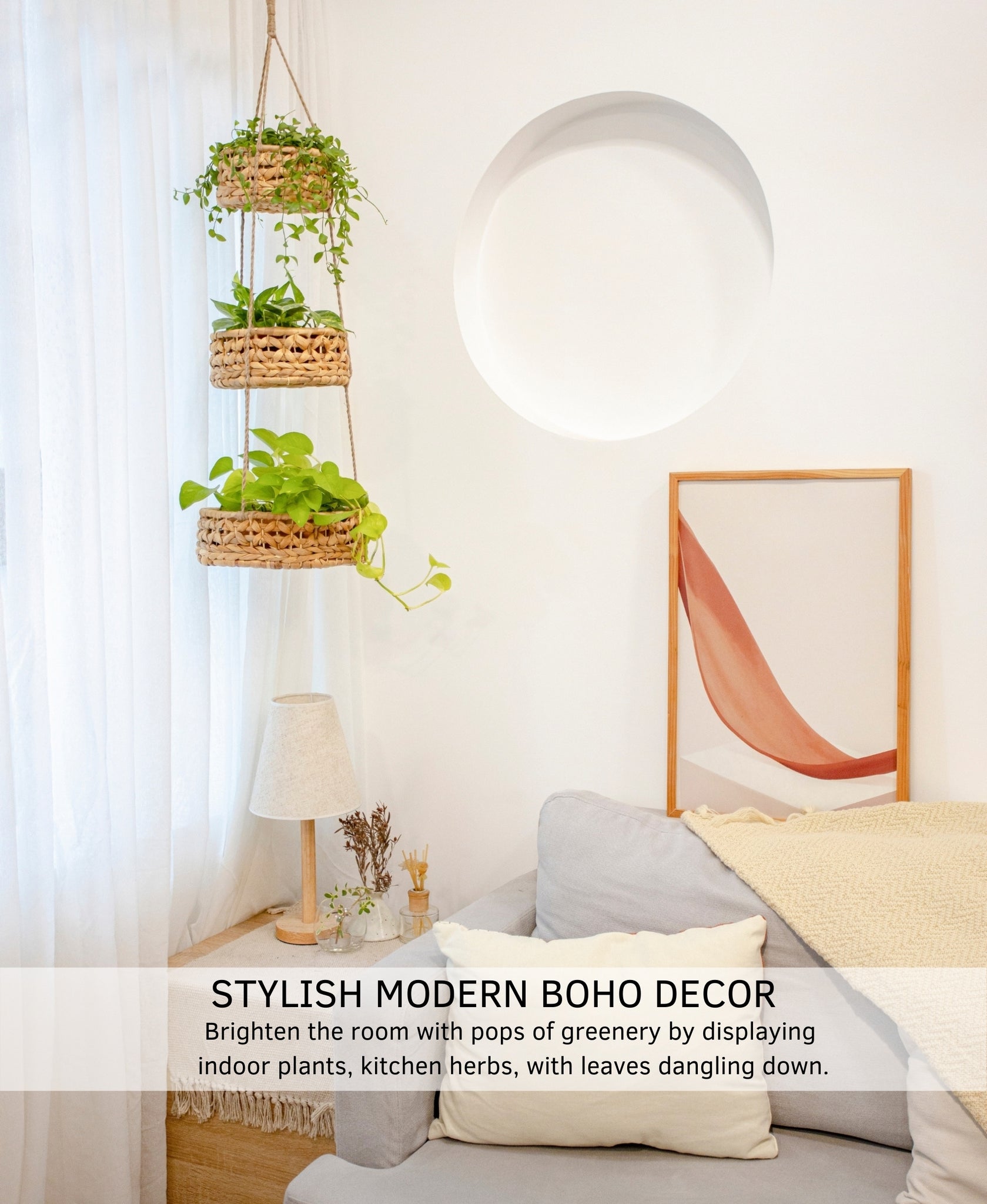 woven baskets for plants 3 Tier Hanging Woven Basket – BASE ROOTS