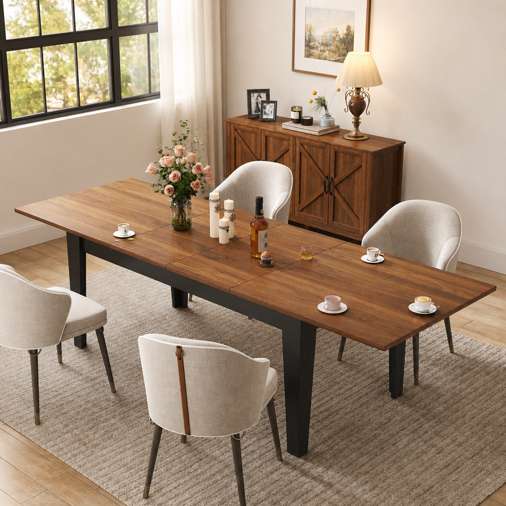 Dining Table,106.3 In Large Extendable Kitchen Table