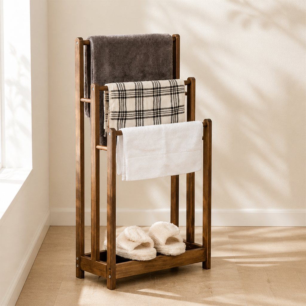 Vertical towel rack brown