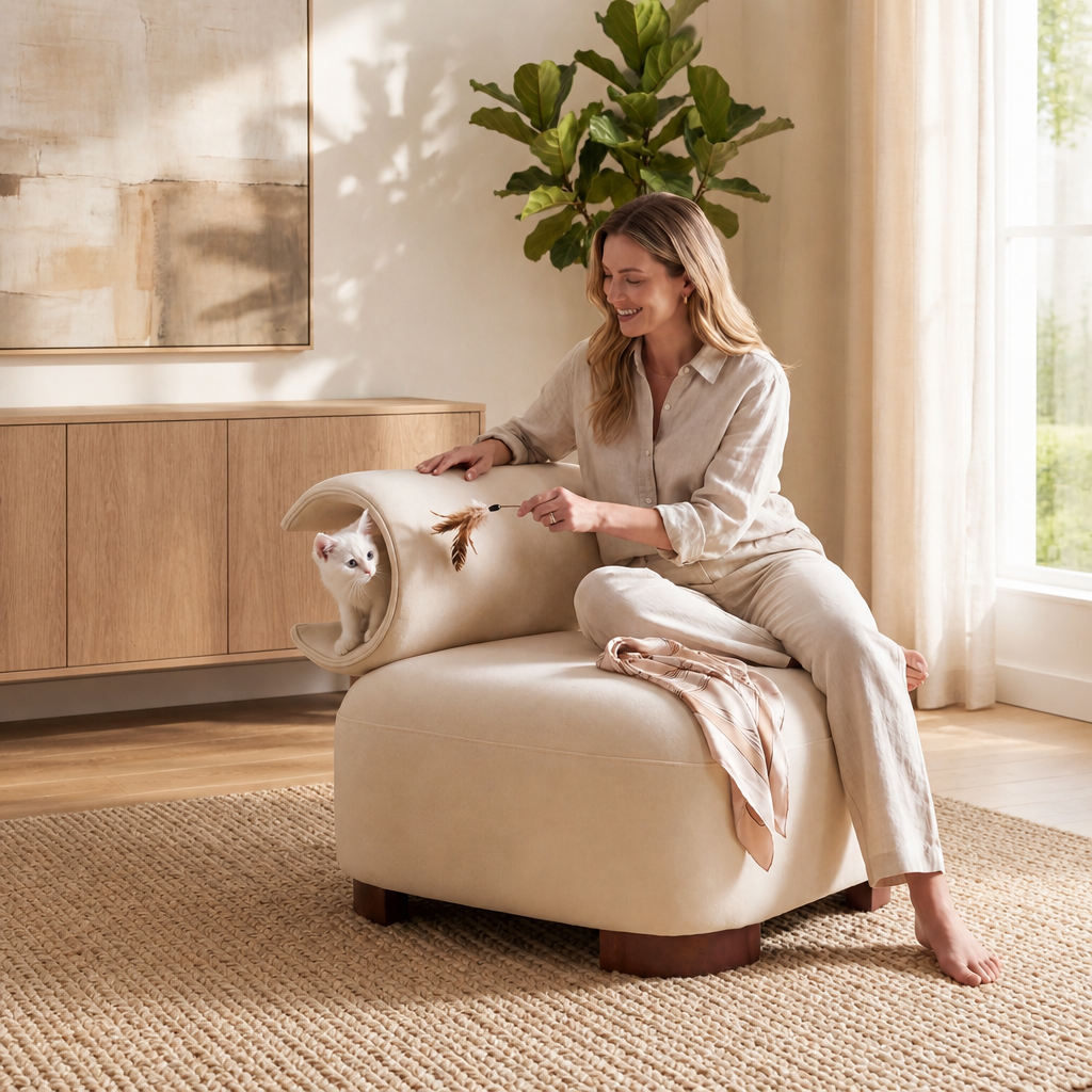 Modern Beige Polyester Accent Chair For Living Room - Pet-Friendly, 330 Lbs Weight Capacity, Stylish & Durable Design