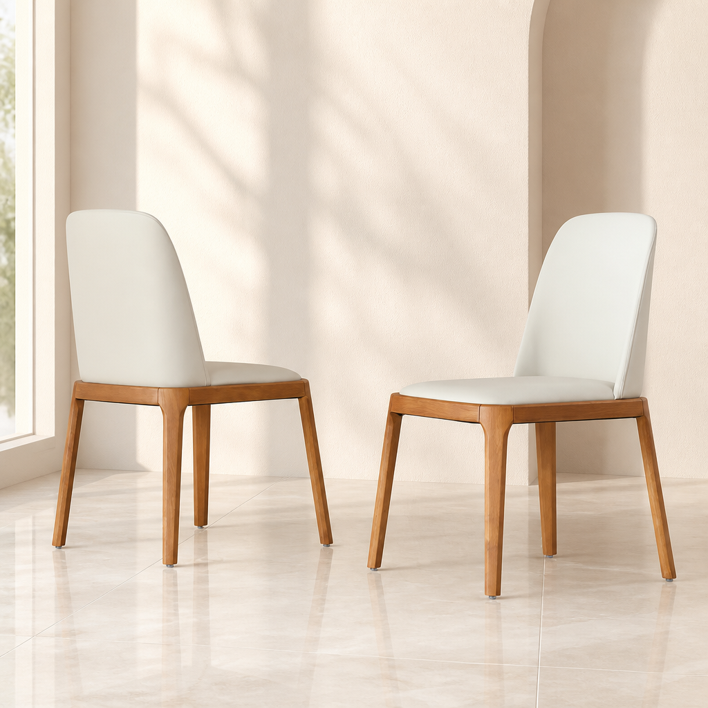 Dining Chairs Set of 2, Modern PU Leather Dining wooden Legs for Living Kitchen Dining Room