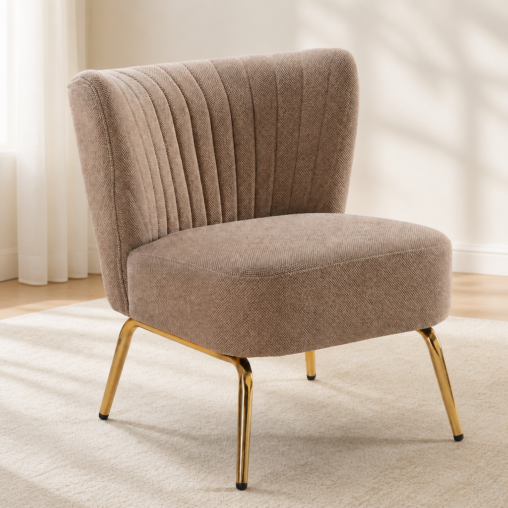 Small Armless Accent Chair, Upholstered Seat With Metal Legs, Modern Side Chair For Any Room