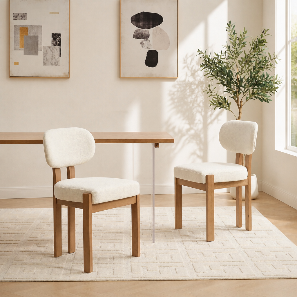 Wooden Dining Chairs Set Of 2, Modern Fabric Upholstered Dining Room Chair Kitchen Chairs, Farmhouse Dinner Chair For Kitchen Dining Room