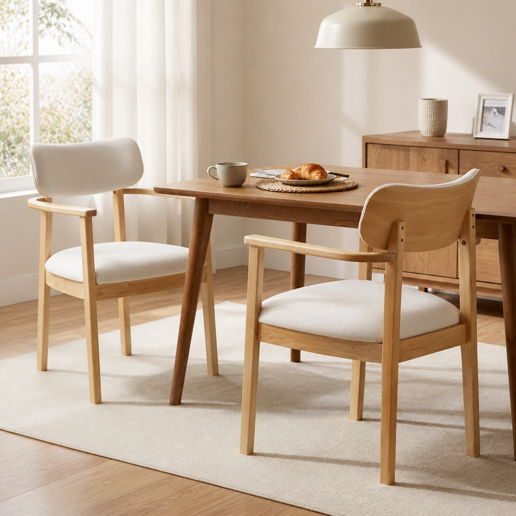 Indoor Upholstered Dining Chairs (Set of 2), Natural