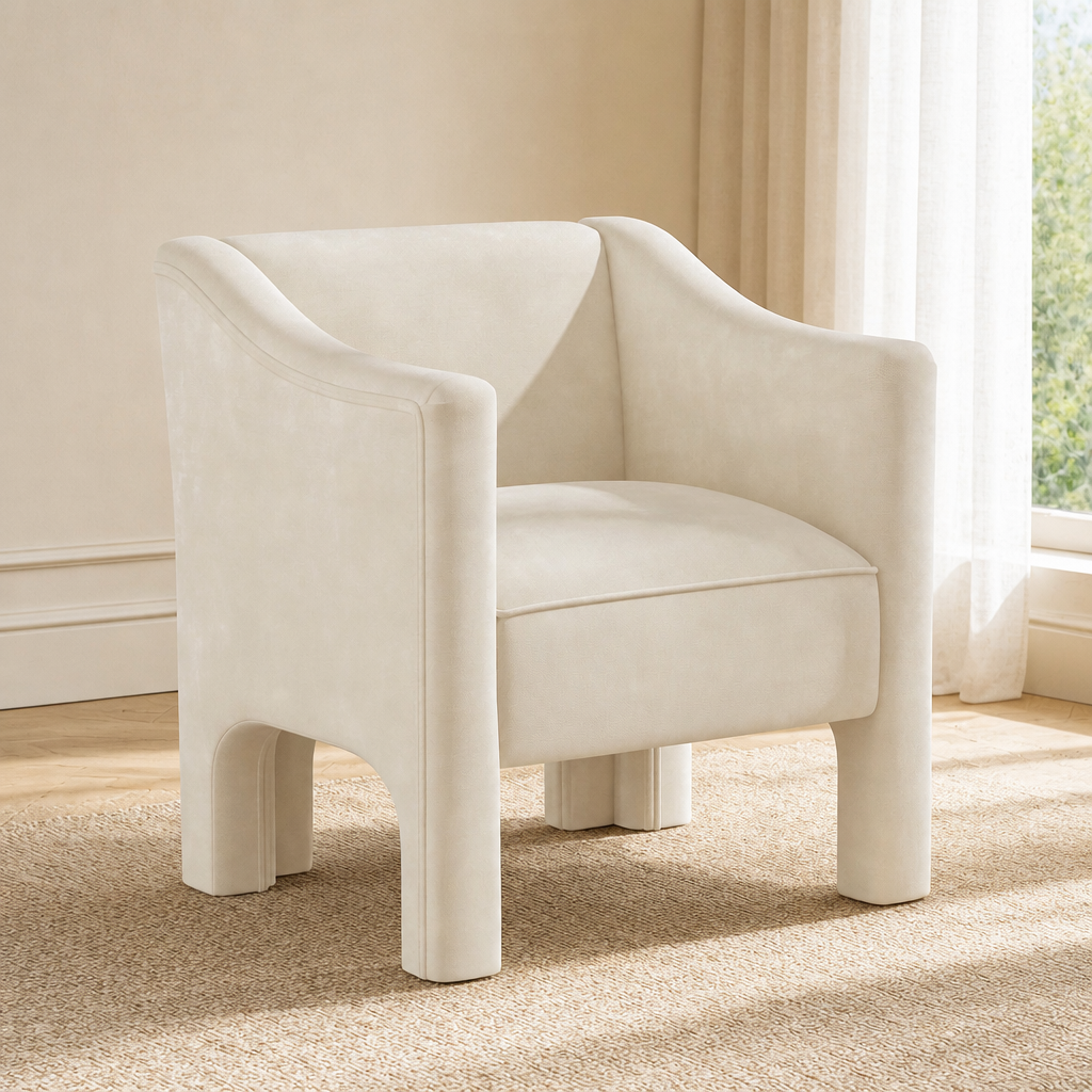 Modern Barrel Chair Accent Chair 29.9" Upholstered Armchair for Living Room and Bedroom, Beige