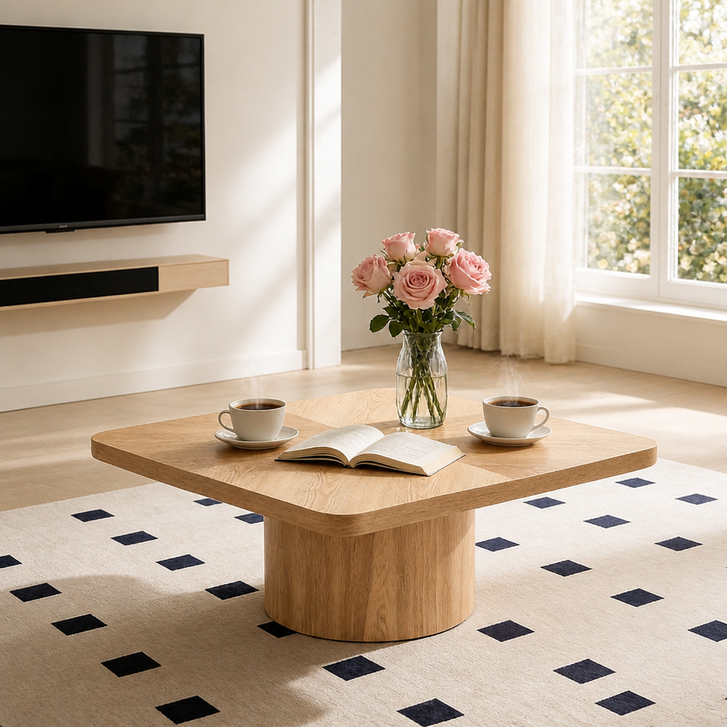 Square Coffee Table, Modern Design For Living Room Use, No Assembly