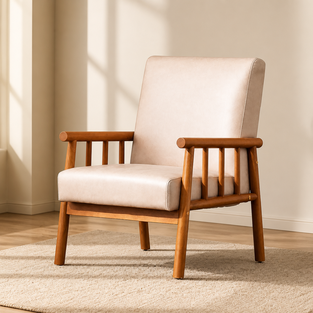 25     Wide Classic Mid-Century Modern Arm Chair, Light